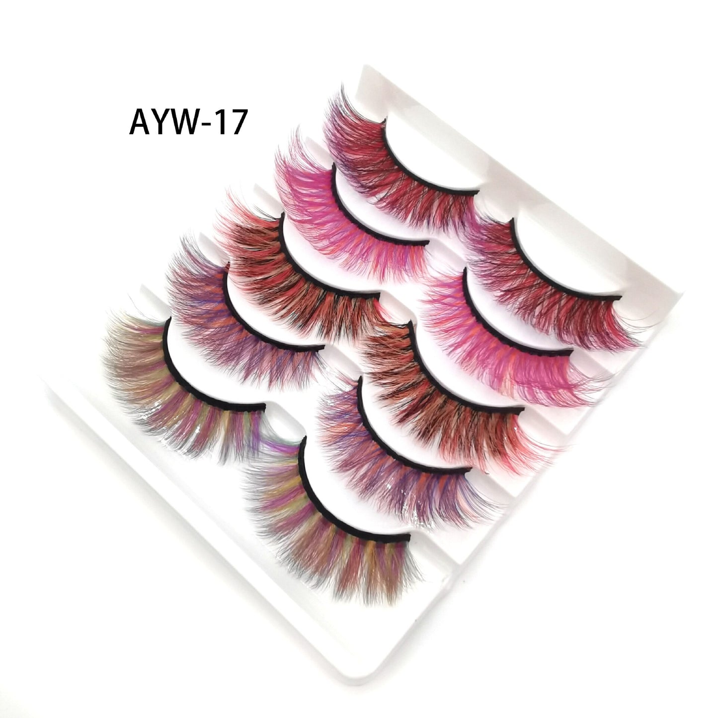5 Pairs 3D White Mink Lashes Natural Long Thick Fluffy Colorful False Eyelashes Lash Extension