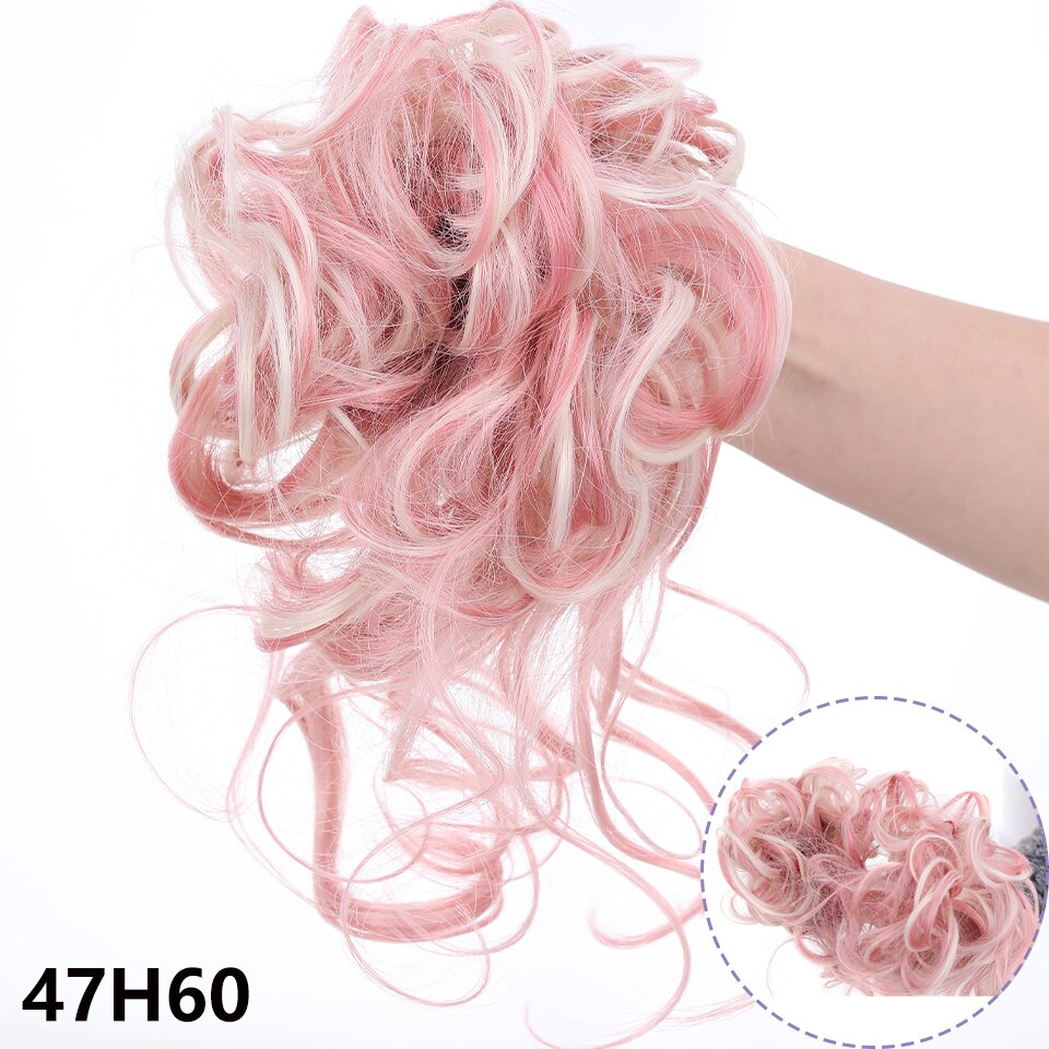 Synthetic Hair Bun Messy Scrunchies Hairpiece Accessories Claw Clip Chignon Curly Fake Hair Elastic Hair Band for Women