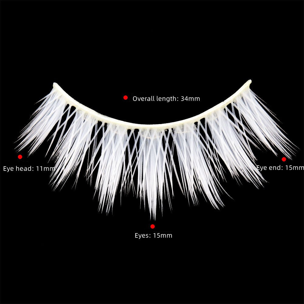 3 Pairs of White Natural Cross False Eyelashes Anime Imitation Makeup Masquerade Must Use False Eyelashes Exaggerated White