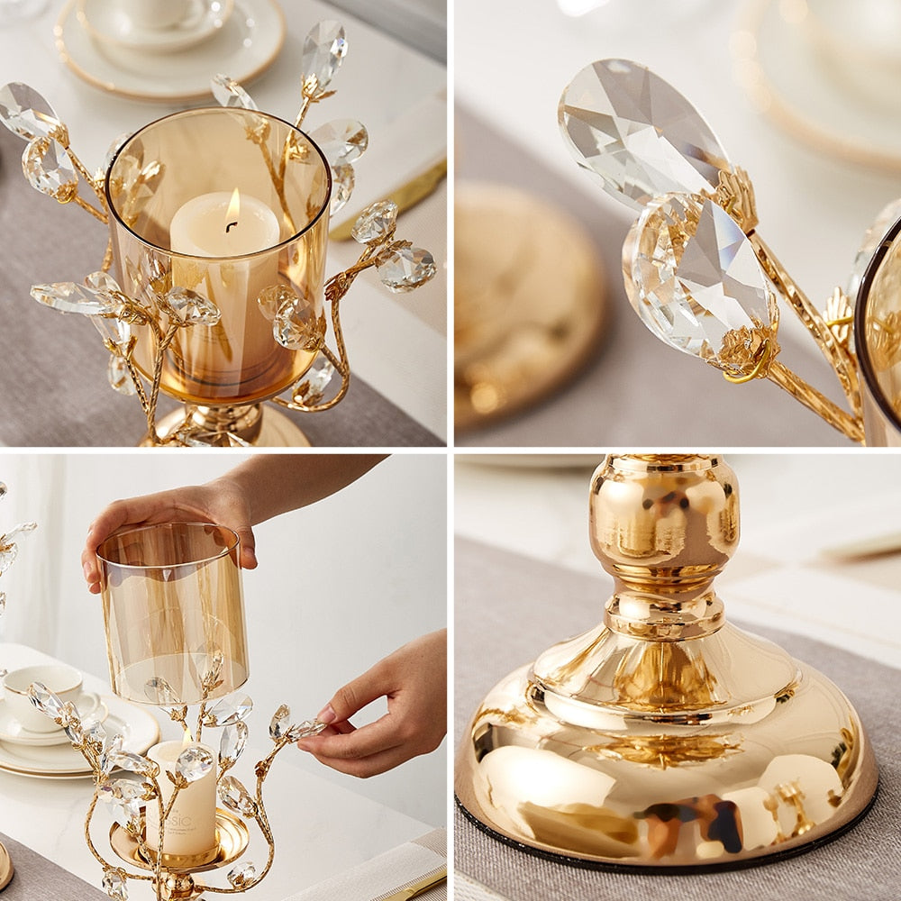 Golden Candle Holder Metal Candlestick Festival Wedding Dining Table Accessory  Home Decor