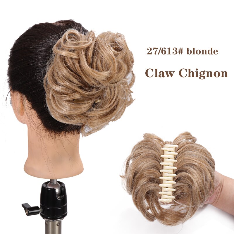 Synthetic Hair Bun Messy Scrunchies Hairpiece Accessories Claw Clip Chignon Curly Fake Hair Elastic Hair Band for Women
