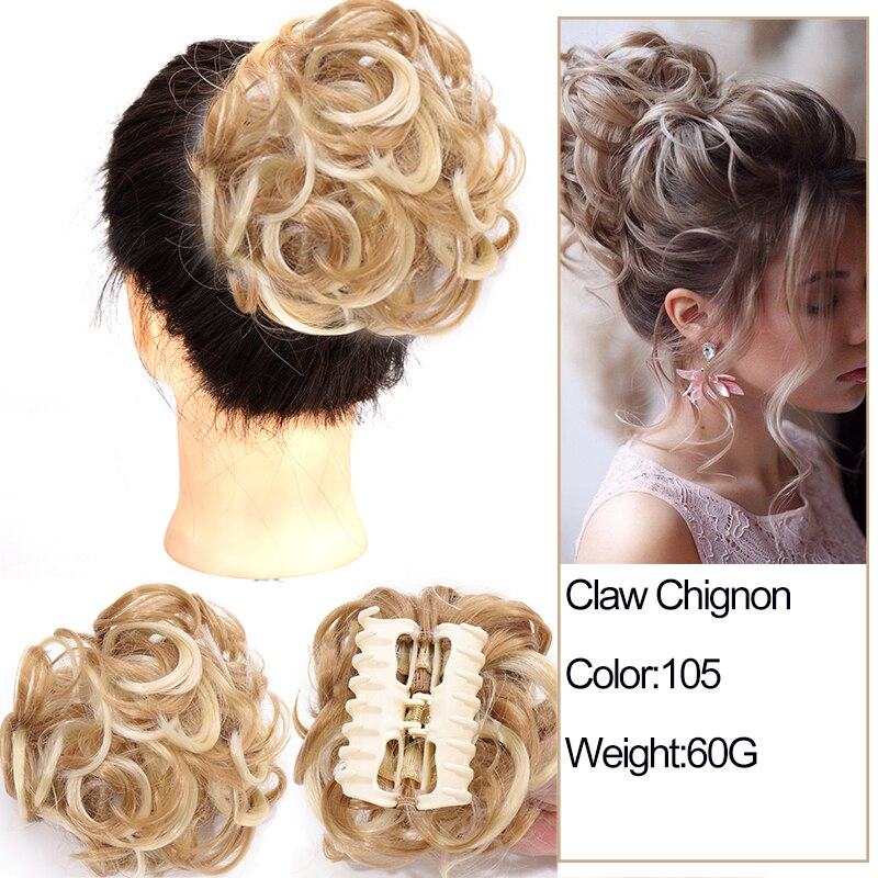Synthetic Messy Chignon Scrunchies Natural Curly Hair Bun Pieces Fake False Hairpieces For Women Ponytail Extensions