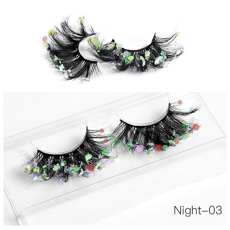 3D Diamond Shiny Fluffy Handmade Faux Mink Dramatic Decoration Eye Dress up EyeLashes Set False Eyelashes Colored Lashes
