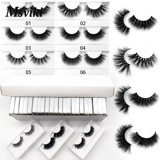 13-20MM Natural Mink Lashes Bulk 10/30/50 Pairs Short Fluffy Mink Eyelashes Box Package 3D 5D Fake Eyelashes