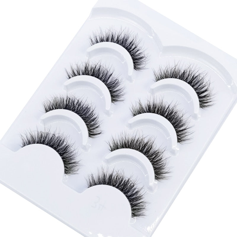 4 pairs 3D mink lashes natural long invisible thin band fake lashes curl transparent soft eyelashes