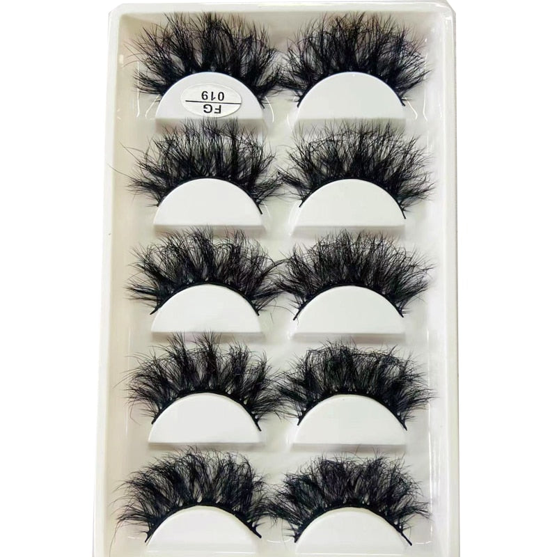 5 Pairs Handmade 3d mink lashes short False Eyelashes Dense Natural Long Messy Eye Lashes Reusable Stage False Eyelashes