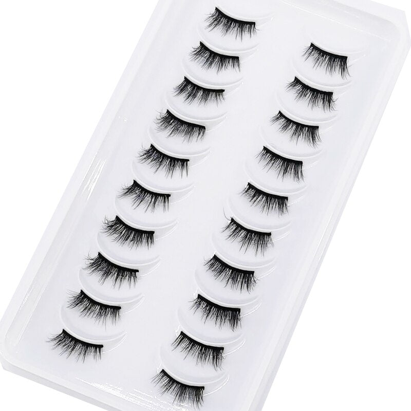 10 Pairs Crisscross Half Eye Lashes Natural False Eyelashes Handmade Faux 3D Mink Lashes Eyelash Extension