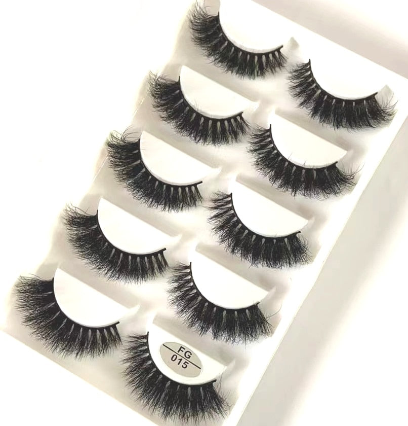 5 Pairs Handmade 3d mink lashes short False Eyelashes Dense Natural Long Messy Eye Lashes Reusable Stage False Eyelashes