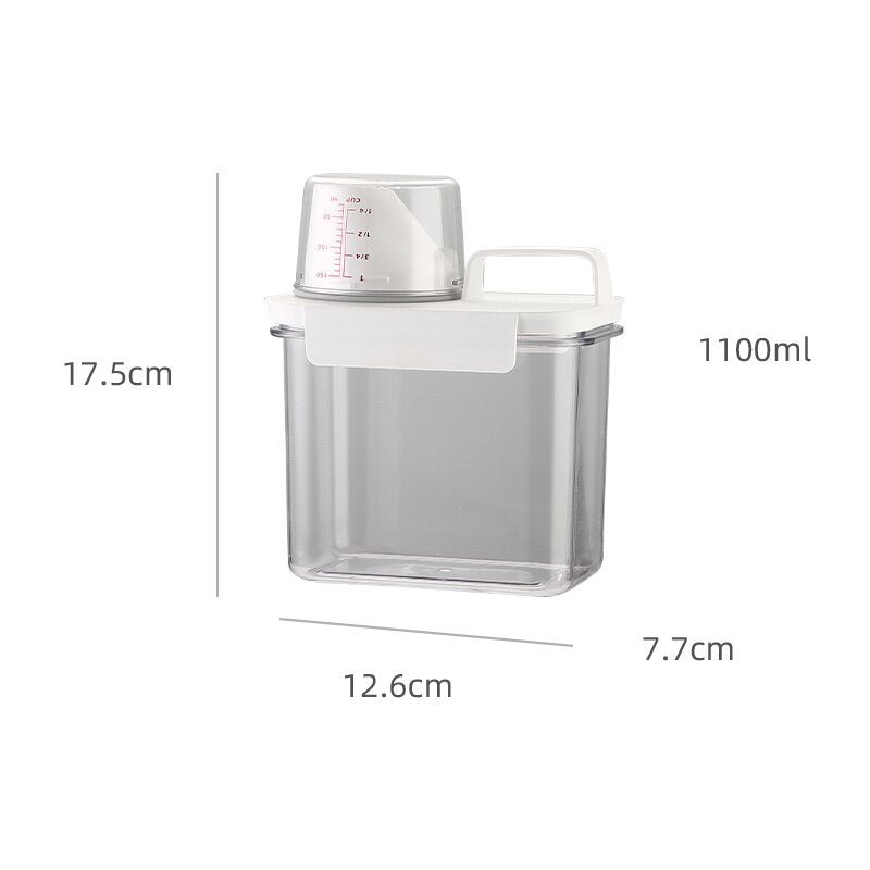 Airtight Food Storage Container Transparent Kitchen Cereal Storage Jars with Measuring Cup Pouring Spout Cabinet Organizer Box