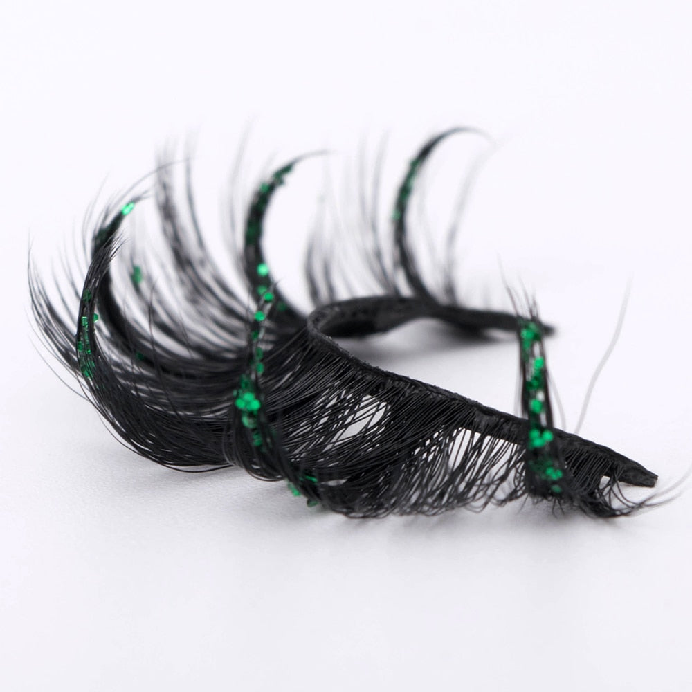 Luminous Dramatic glitter colored lashes Russian volume faux mink strip lashes party sequins false lashes