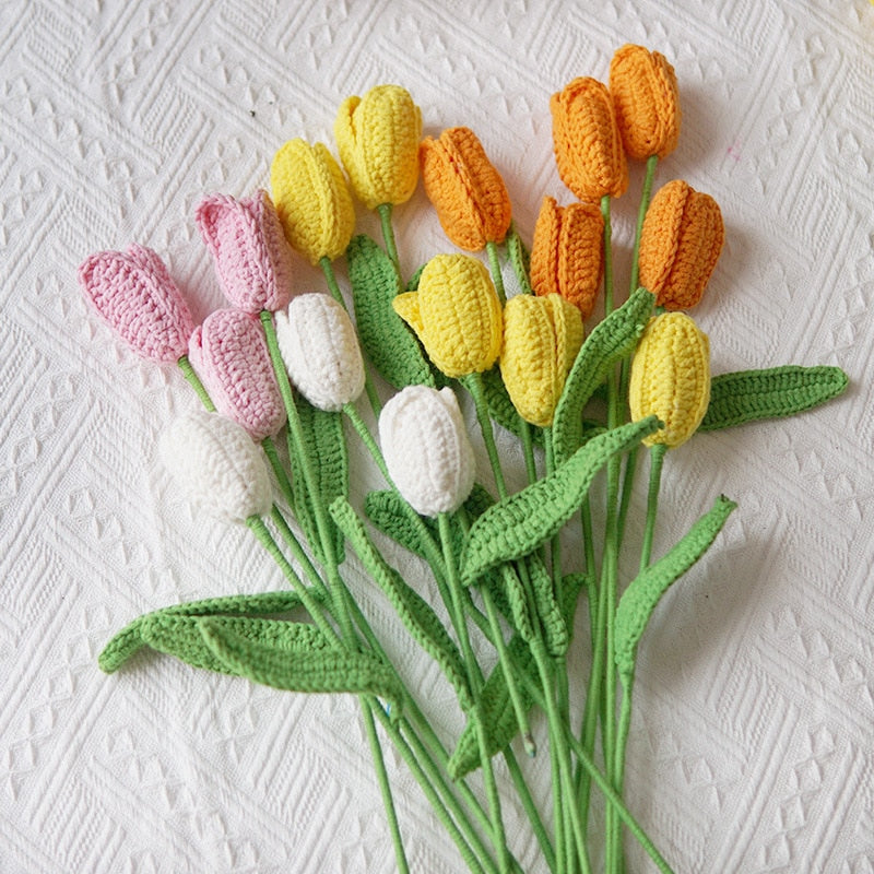 knitting Rose Flower Daisy Bouquet Sunflower Hand-Knitted Fake Flower knit flower Home Creative Decorate Gift