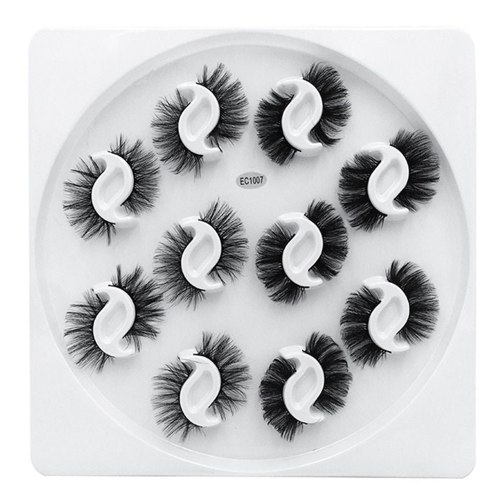 10 Pairs 6D Faux Mink Russian Strip Lashes D Curl Lash Extension 15-25mm Natural Soft Fluffy Eyelashes Reusable