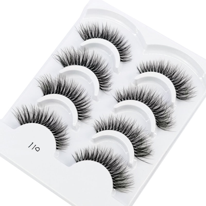 4 pairs 3D mink lashes natural long invisible thin band fake lashes curl transparent soft eyelashes