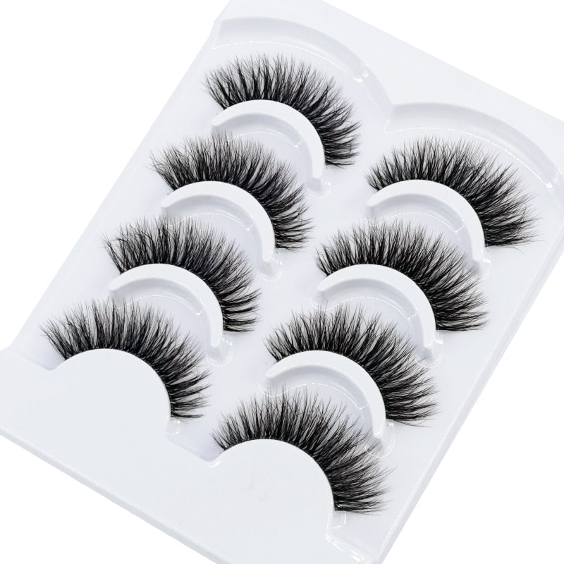 4 pairs 3D mink lashes natural long invisible thin band fake lashes curl transparent soft eyelashes