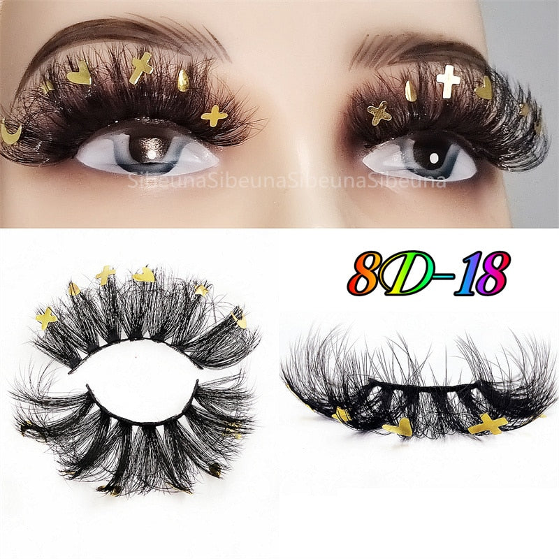 8D Diamond Glitter Lashes Faux Mink 25MM Fluffy Color Streaks Cosplay Eyelashes