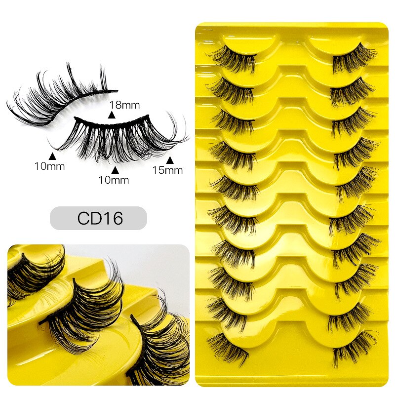 10pairs Half/full eye Mink Eyelashes Clear Band Eyelashes Crisscross Transparent Band False Eyelashes Dramatic Lashes Upper Lash