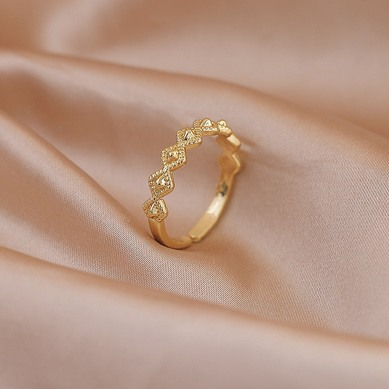Luxury Gold Color Pearl Zircon Rings Vintage Sexy Open Joint Elegant