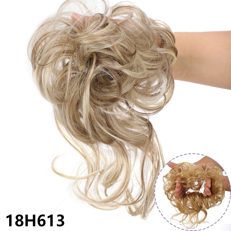 Synthetic Hair Bun Messy Scrunchies Hairpiece Accessories Claw Clip Chignon Curly Fake Hair Elastic Hair Band for Women