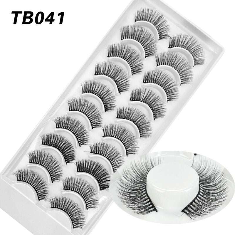 10 Pairs Natural 3d Faux Mink False Eyelashes Dense Curls Slim Short Lashes Cosplay Dramatic Eyelashes