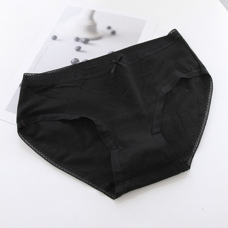 Women Panties Cotton Lace Sexy Girls Underwear Bow Perspective Underpants Breathable Briefs