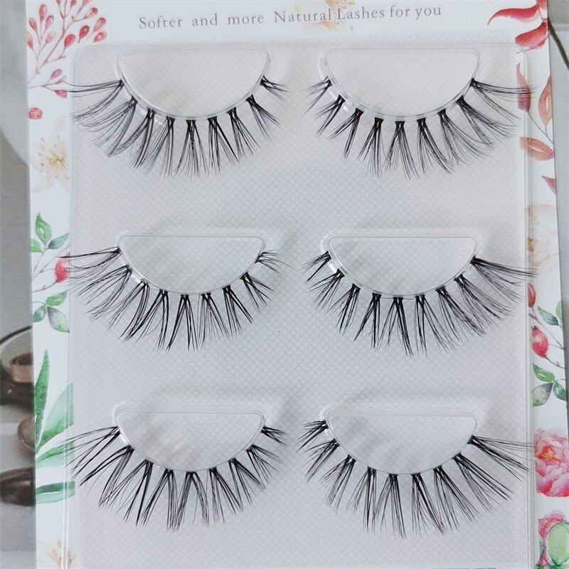 Transparent Terrier 3 Pairs 3D Mink EyeLashes False Lashes Thick EyeLash Lashes Natural Soft Fake EyeLashes