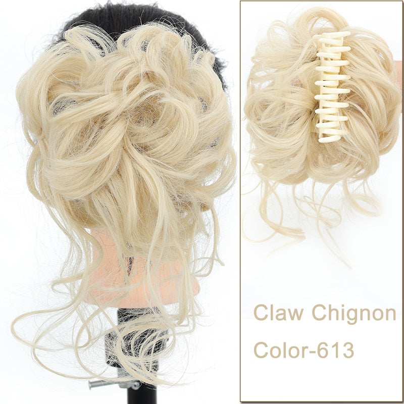 Synthetic Messy Chignon Scrunchies Natural Curly Hair Bun Pieces Fake False Hairpieces For Women Ponytail Extensions