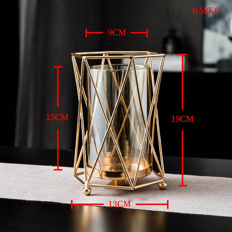Golden Candle Holder Metal Candlestick Festival Wedding Dining Table Accessory  Home Decor
