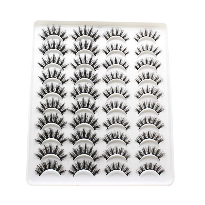 20 Pairs Mink Fluffy Lashes Eyelash Extension Natural False Eyelashes Dramatic Volume Lashes Reusable Lashes