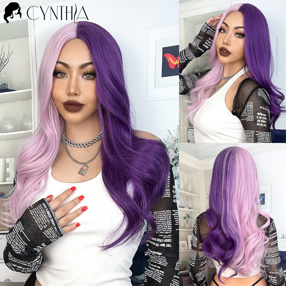 Blonde Synthetic Wig for Woman Long Body Wave Hair Cosplay Lolita Party Natural Heat Resistant Wigs Fiber Daily Hair