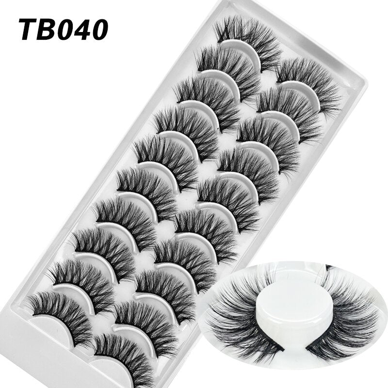 10 Pairs Natural 3d Faux Mink False Eyelashes Dense Curls Slim Short Lashes Cosplay Dramatic Eyelashes