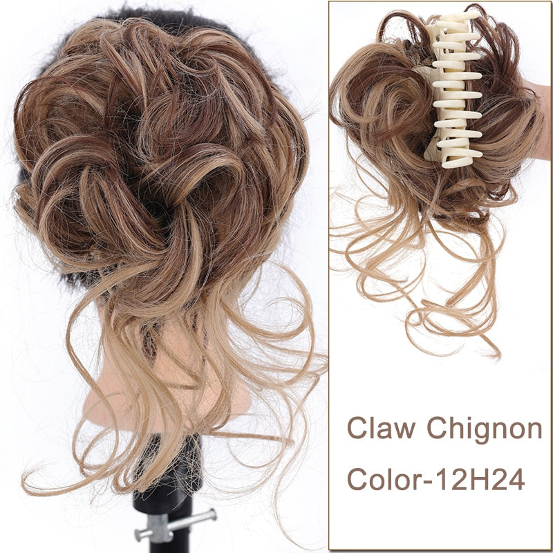 Synthetic Messy Chignon Scrunchies Natural Curly Hair Bun Pieces Fake False Hairpieces For Women Ponytail Extensions