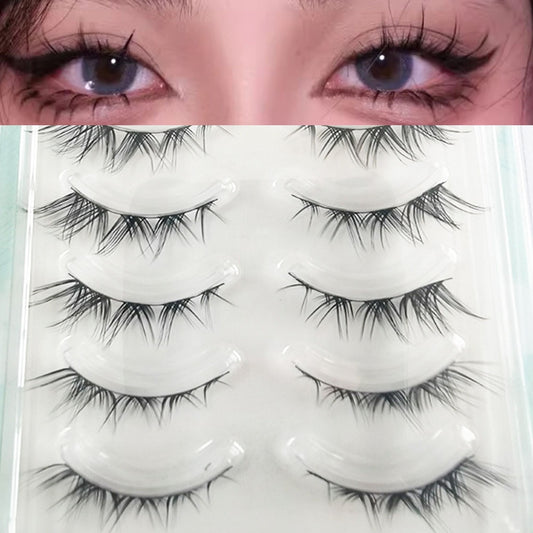 Cat eye Eyelashes 3D Natural False Lashes Fluffy Soft Cross 5pairs Manga Lashes Wispy Natural Eyelash Extension