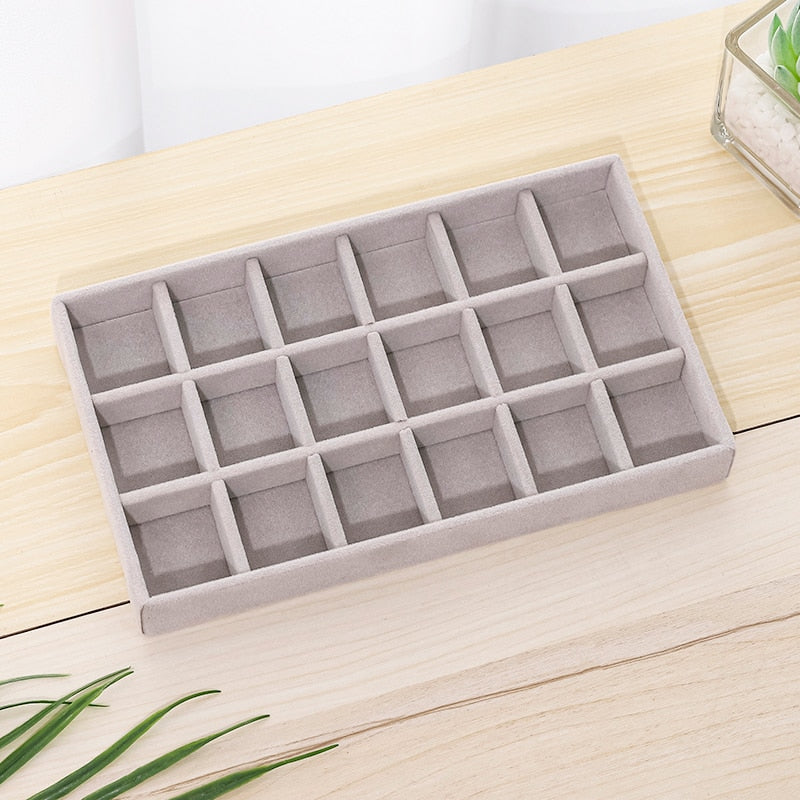 Flannelette Jewelry Display Stackable Exquisite Jewellery Holder Portable Ring Earrings Necklace Organizer Box Organizator