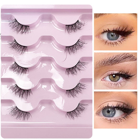 5pairs Half Eye Lash 3D Mink Lashes Faux Wispy Natural Crisscross False Eyelashes Halves Fake Eyelash Extension
