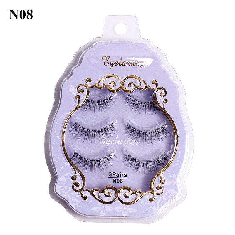 3 Pairs Mink Eyelashes Little Devil False Lash Extension Natural Fairy Wispy Lash Cross Curling Fairy False Eyelashes