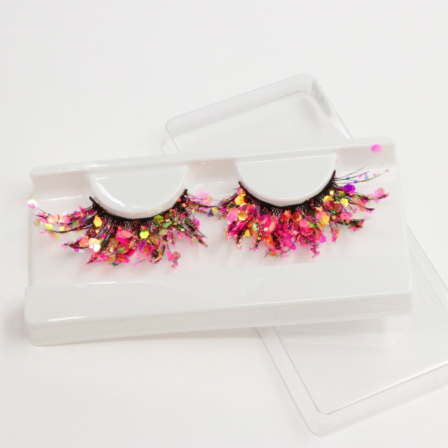 Shining Colored Eyelashes Gold Pink Green Glitter Colorful False Eye Lashes Fluffy Dramatic Colored Lashes Extension