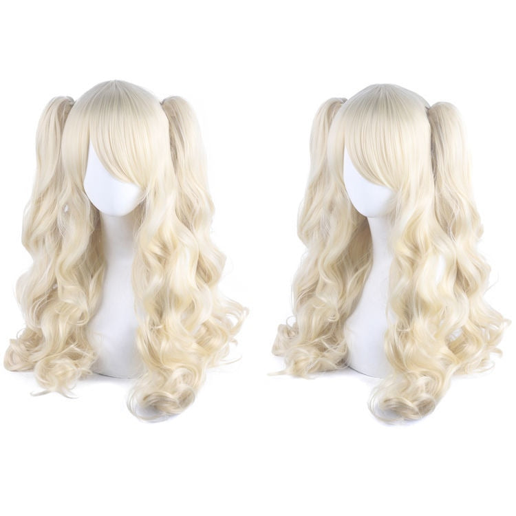Ladies Long Lolita Double Ponytail Cosplay Synthetic Wig Half Black Half Red Halloween Gold Pink Red Halloween Party Wig
