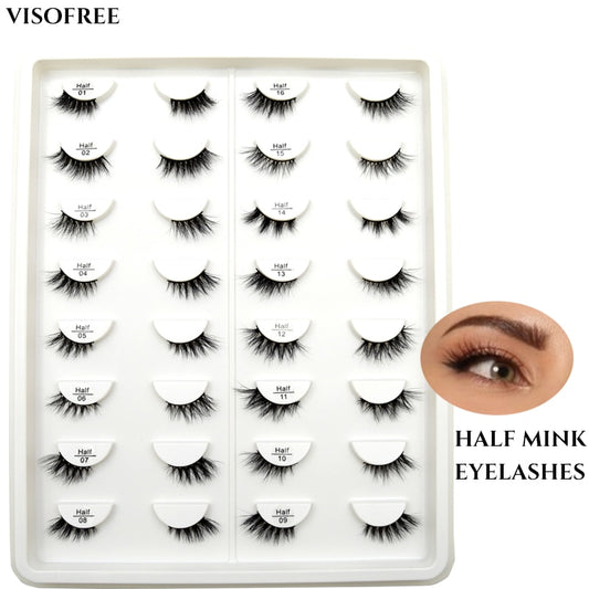 Half Mink Lashes False Eyelashes Hand Up Natural Long Mink Lashes Cruelty Free Crisscross Fake Eyelashes