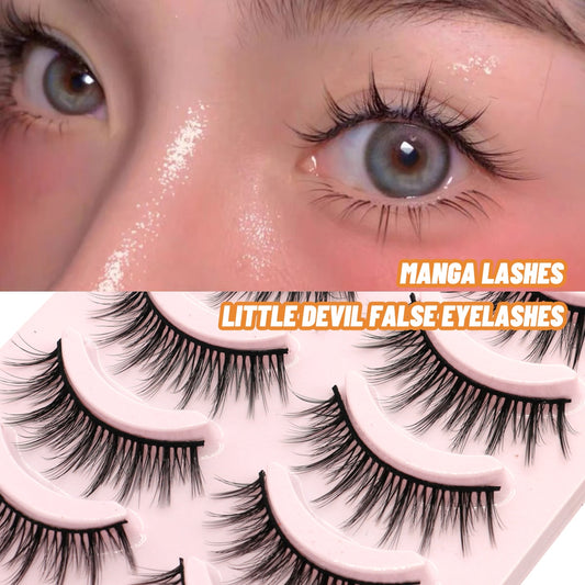 2/5 Pairs 3D Faux Mink Lashes Natural Cosplay False Eyelashes Natural Japanese SeriousCross Manga Lashes MaKeup Tools