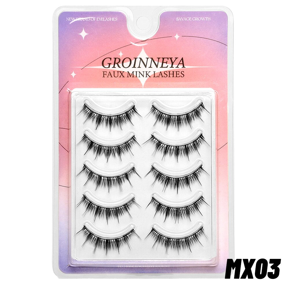 Manga Lashes 5 pairs Natural False Eyelashes Individual Clusters Wispy Mink Eye Lashes cosplay