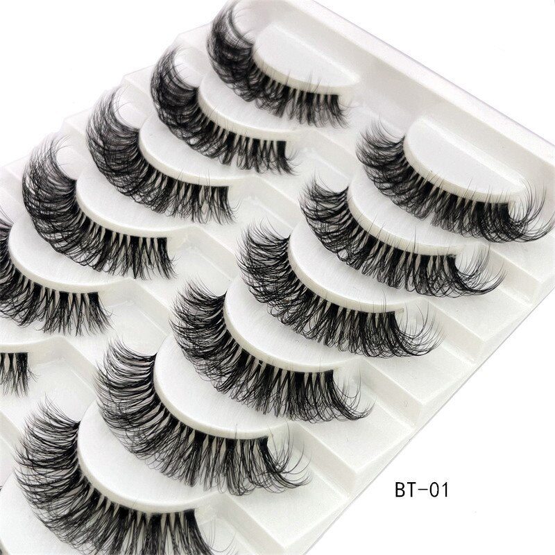 10 Pairs Mink Eyelashes Clear Band Eye Lashes Crisscross Transparent Band False Eyelashes Handmade Dramatic Lashes Upper Lashes