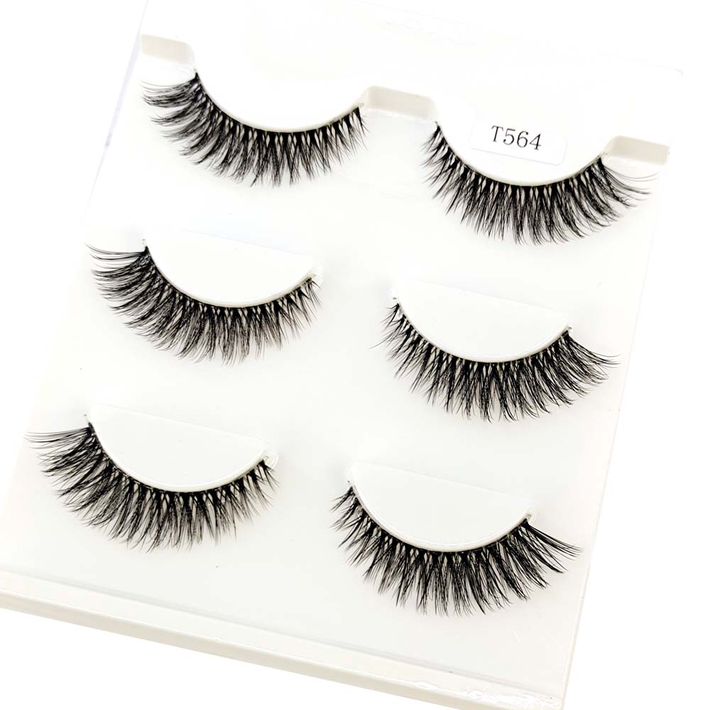 Transparent Terrier 3 Pairs 3D Mink EyeLashes False Lashes Thick EyeLash Lashes Natural Soft Fake EyeLashes