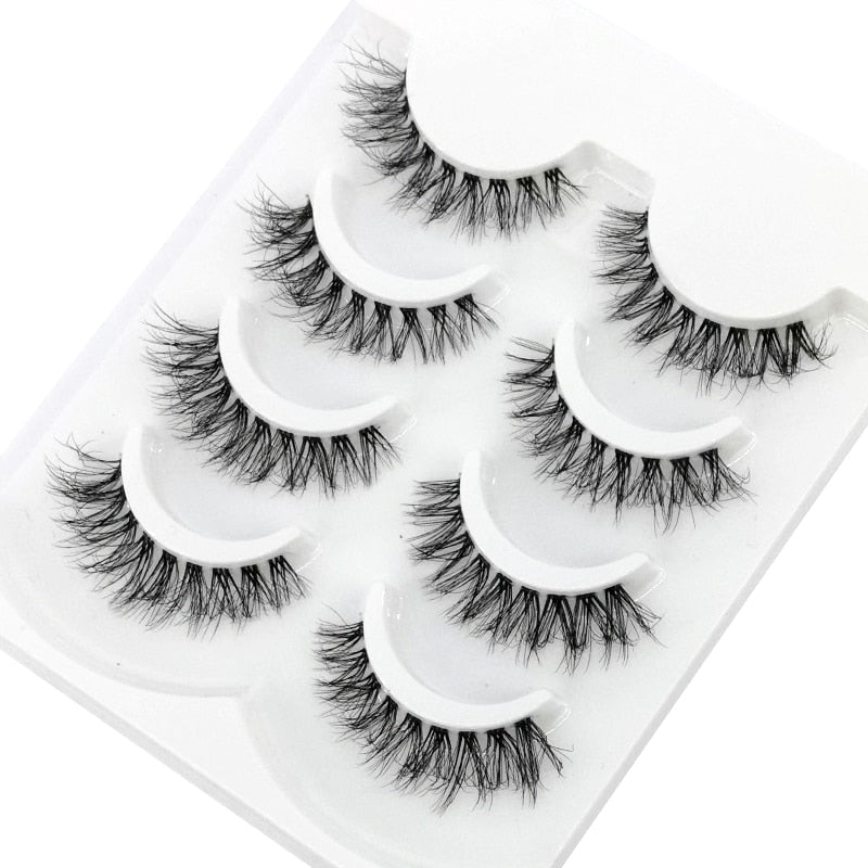 4 pairs 3D mink lashes natural long invisible thin band fake lashes curl transparent soft eyelashes