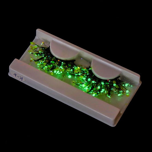 Luminous False Eyelashes Cosplay Stage Glitter Powder Sequin Drill False Lashes Extension Thick Exaggerated Style