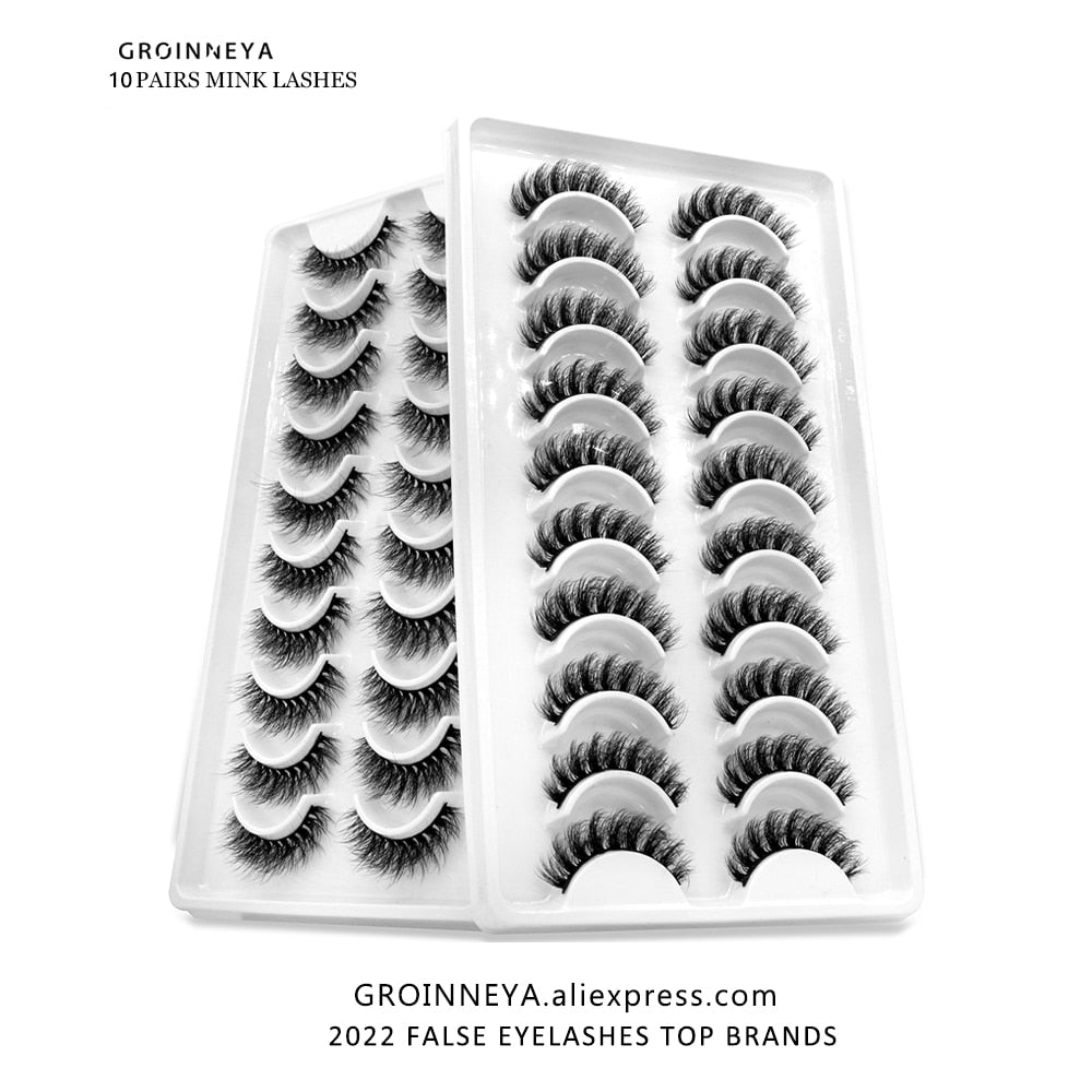 5/7/10 pairs False Eyelashes Mink Lashes Faux Fluffy Lash Soft Full Thick Wispy Eye Lashes