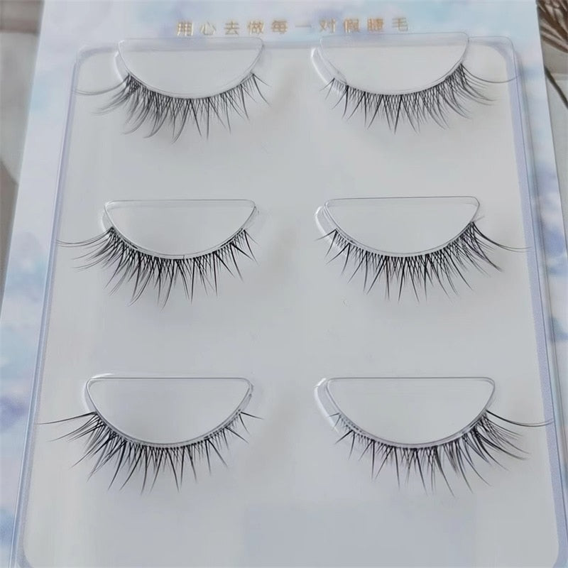 Transparent Terrier 3 Pairs 3D Mink EyeLashes False Lashes Thick EyeLash Lashes Natural Soft Fake EyeLashes