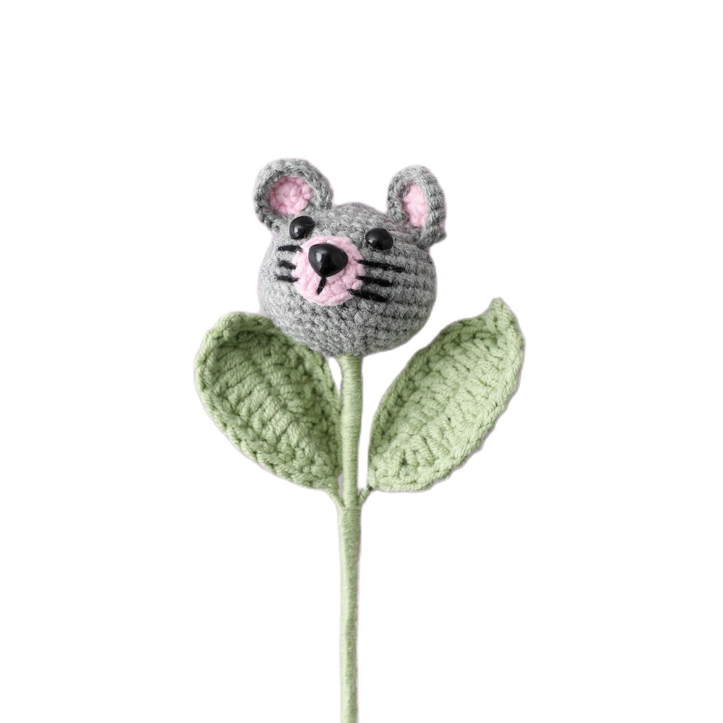 Hand-knitted Pig Crochet Flowers Bouquet Kawaii Animal Shape Artificial Flower Finished Homemade Home Decor Kids Gifts