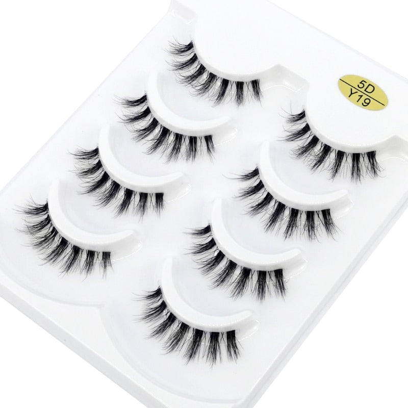 4 pairs 3D mink lashes natural long invisible thin band fake lashes curl transparent soft eyelashes