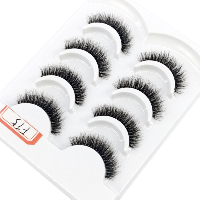 4/7 Pairs 3D Mink Lashes Natural Long Full Strip Lashes Transparent Short Mink EyeLashes Style False Eyelashes