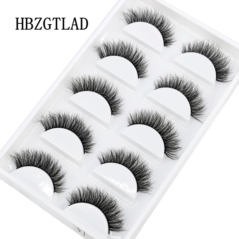 5 Pairs Handmade 3d mink lashes short False Eyelashes Dense Natural Long Messy Eye Lashes Reusable Stage False Eyelashes